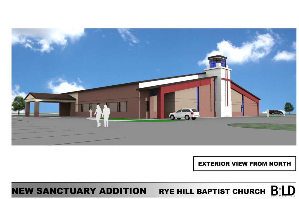 1 - Rye Hill Baptist New Sanctuary Addition - Exterior Rendering Board 2