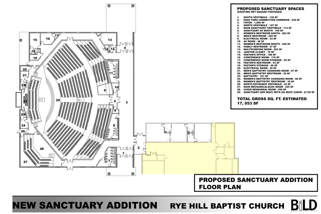 1 - Rye Hill Baptist New Sanctuary Addition - Sanctuary Floor Plan Board